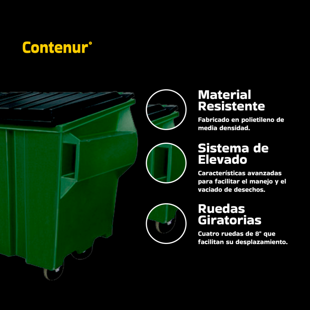 Contenedor para Basura Industrial Resistente de Plástico Uso Rudo